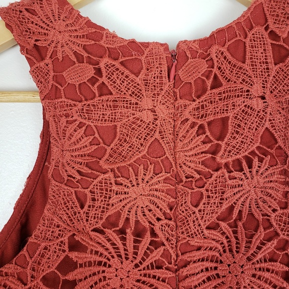 JOA Orange Floral Dress Lace Zip Up - Picture 5 of 8